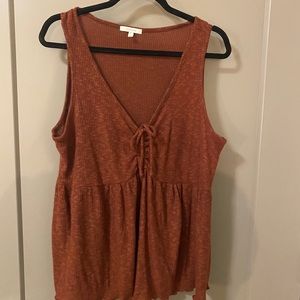 Burnt orange ribbed tank top